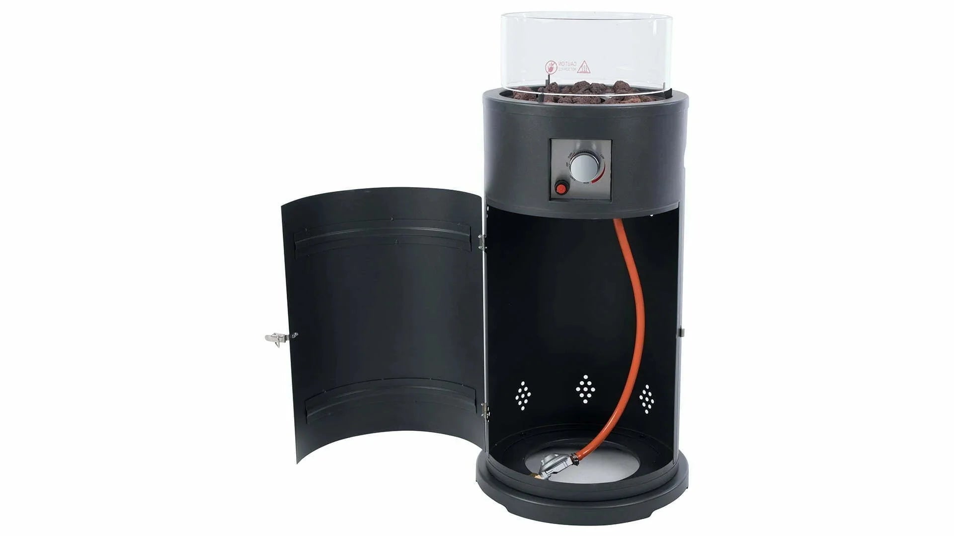de open Sunred Bogo Flame grijze gas terrasverwarmer met 10500 Watt voor een gasfles