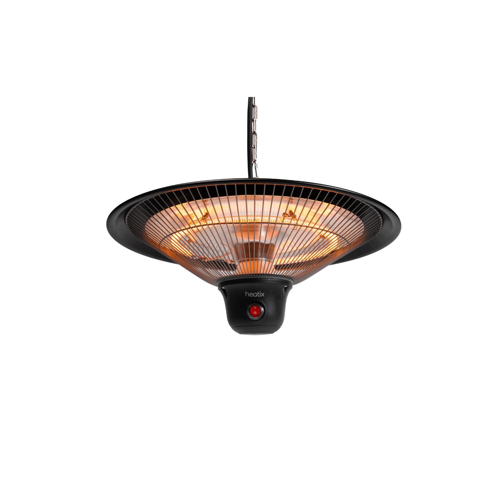 infrarood licht van de Zwarte hangende Heatix terrasverwarmer of heater met 1500 Watt