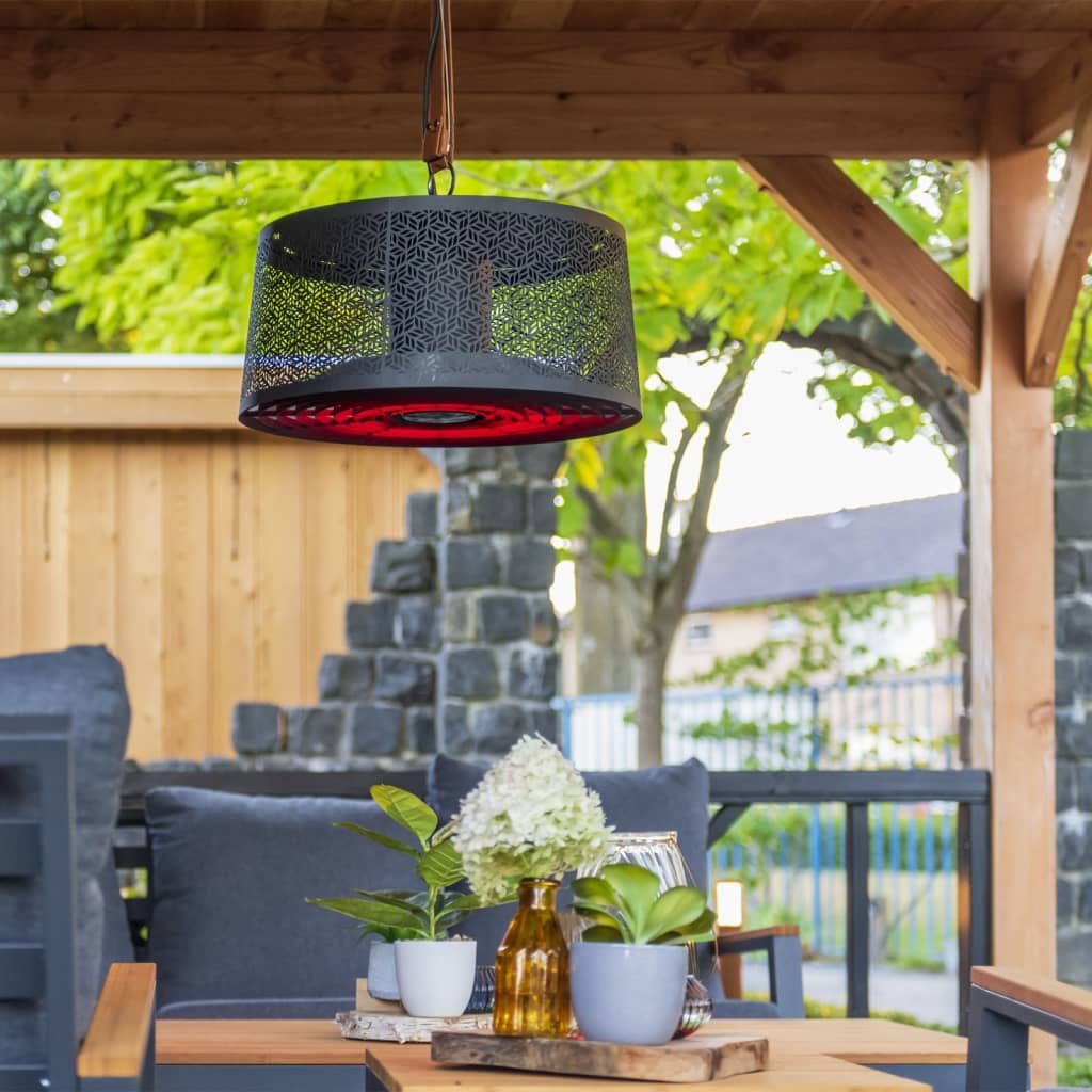 sfeervolle overkapping of tuin door Sunred Moderna Artix Ultra Smart hangende terrasverwarmer