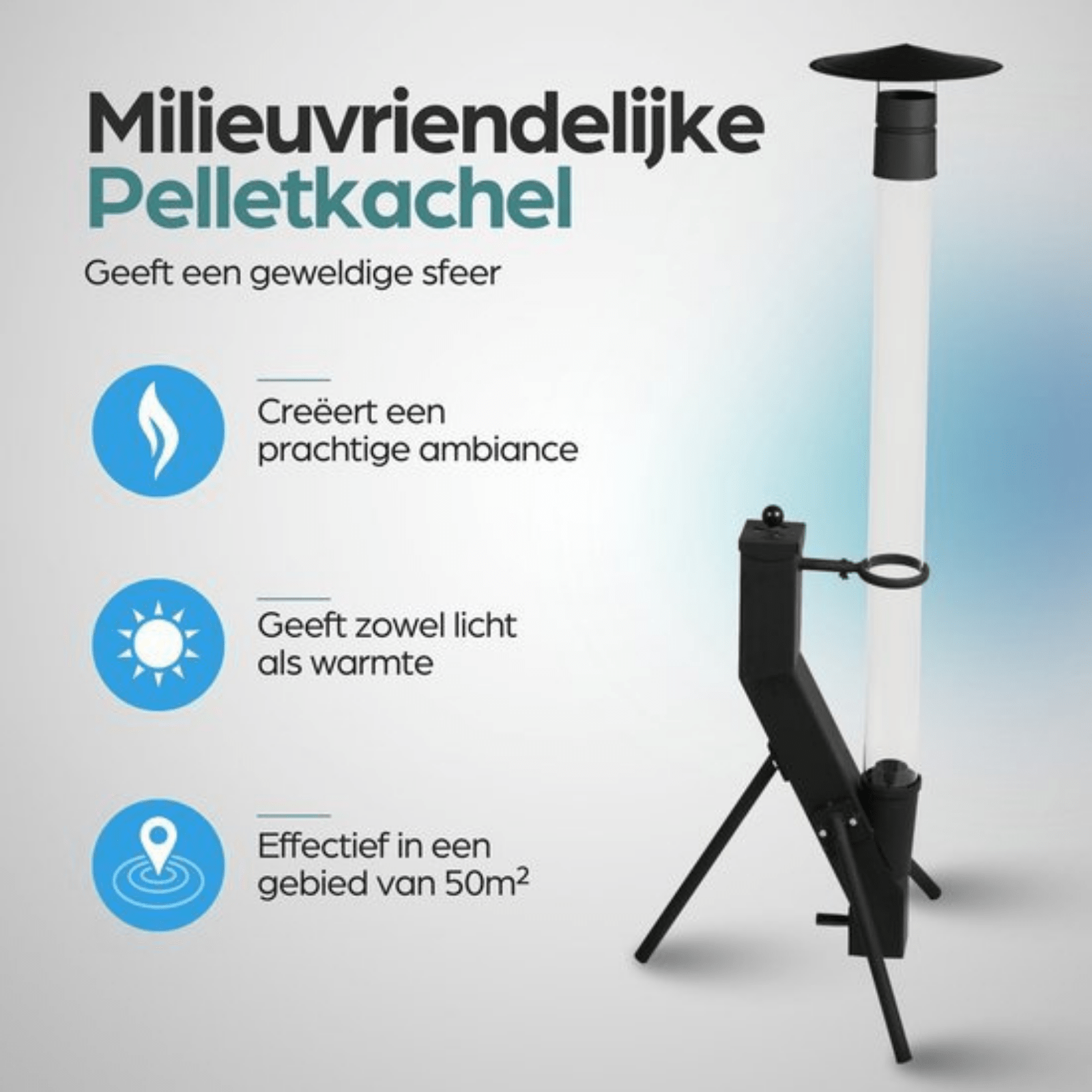 Pure Power Pellet Terrassenheizer – 175 cm – Rauchfreie Flamme (1,2 m)