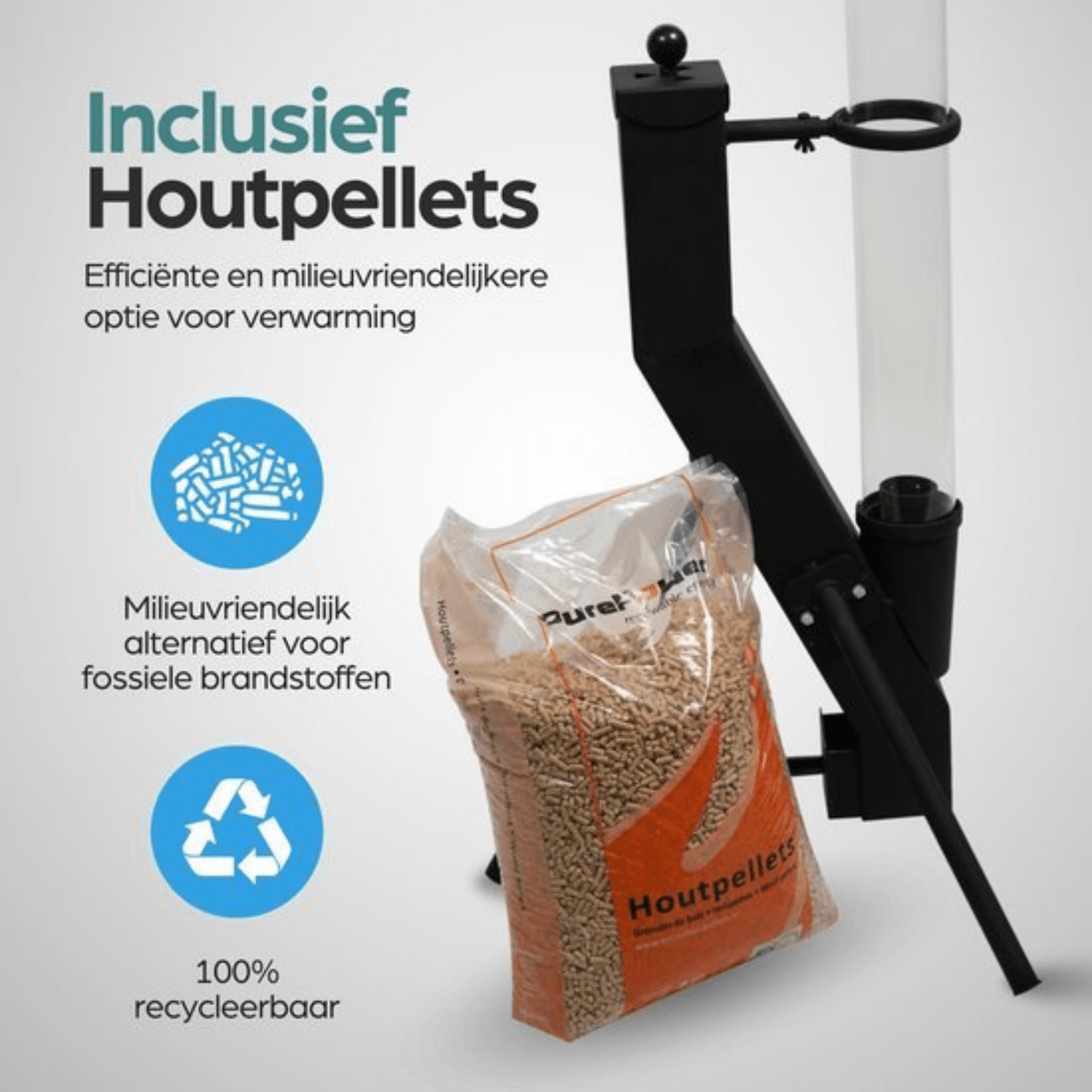 Pure Power Pellet Terrassenheizer – 175 cm – Rauchfreie Flamme (1,2 m)