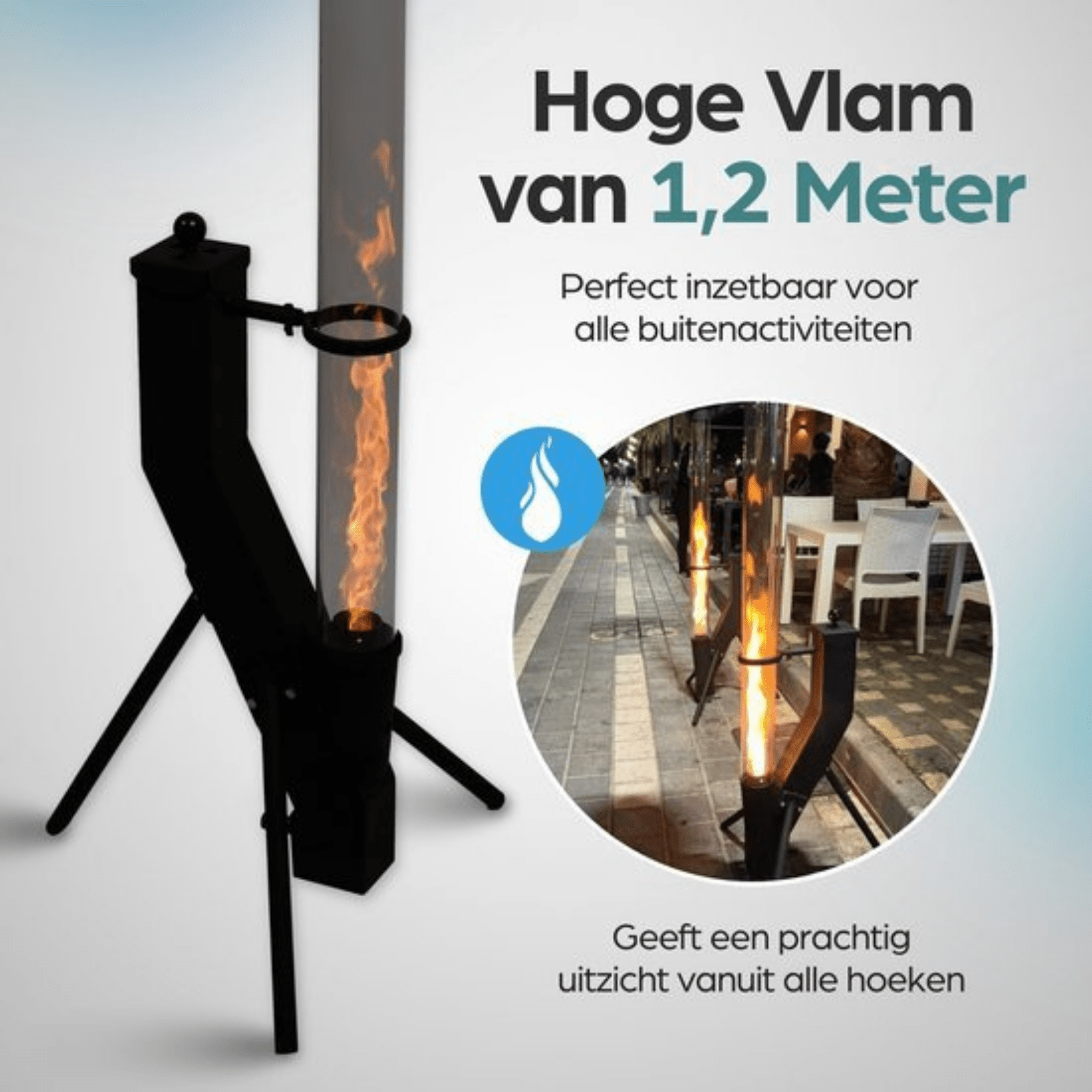 Pure Power Pellet Terrassenheizer – 175 cm – Rauchfreie Flamme (1,2 m)