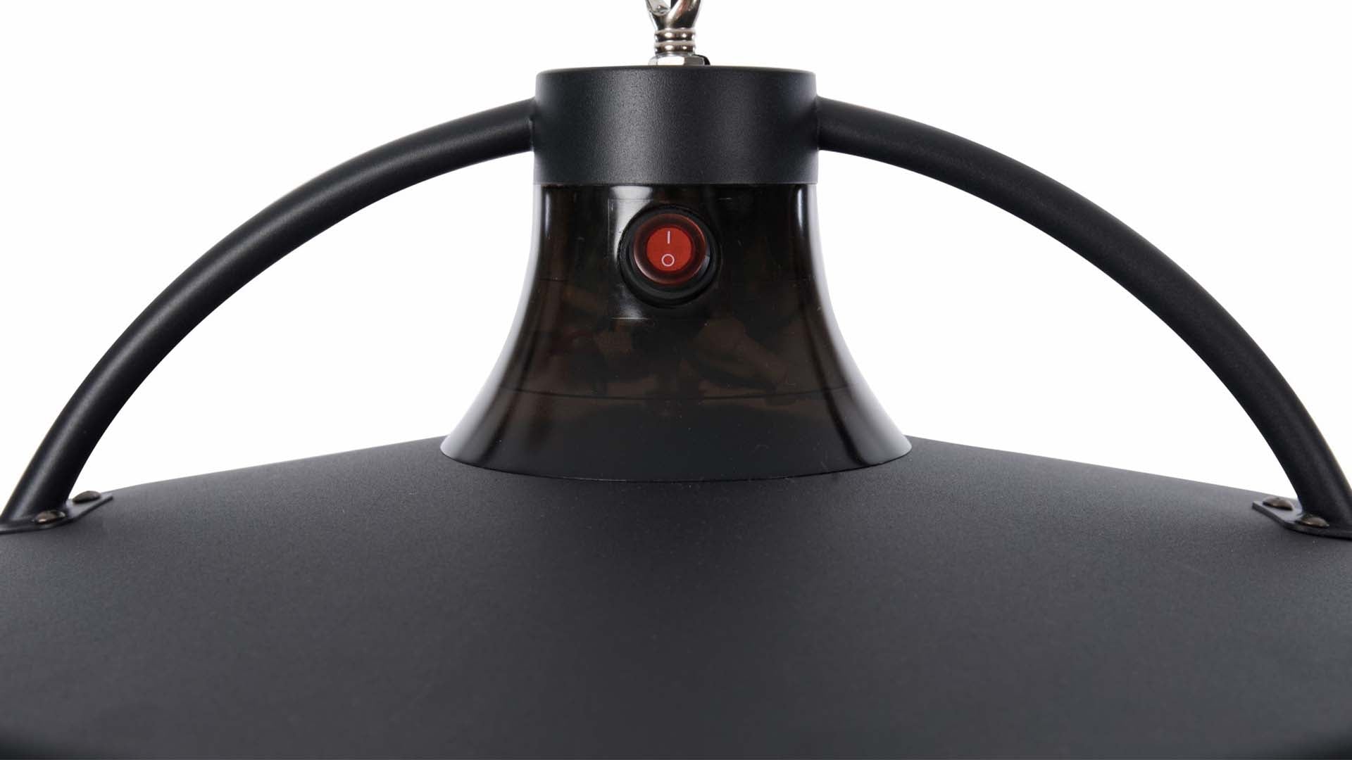 aan/uit knop van de Sunred Retro Bright hangende zwarte heater 