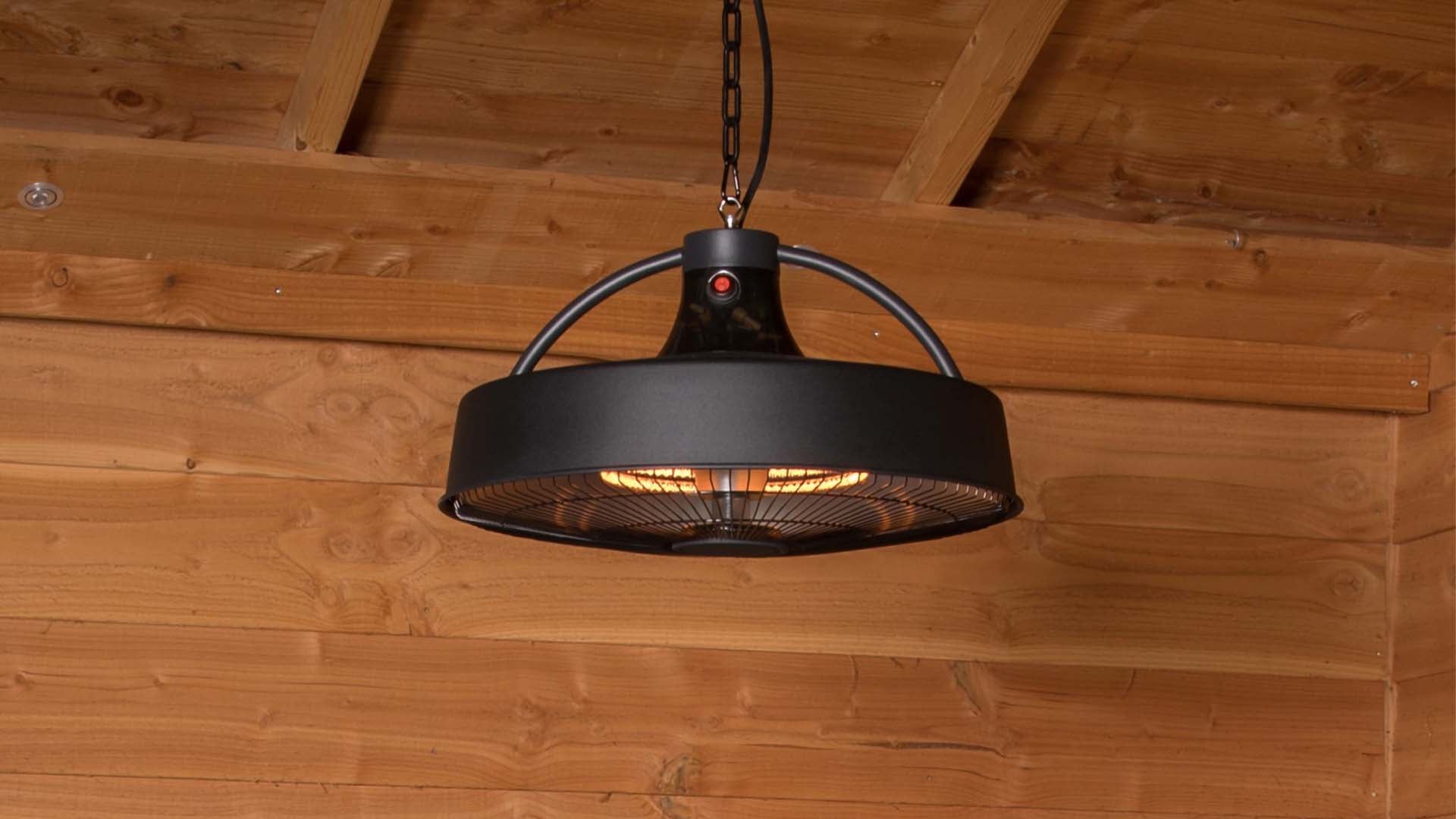 sfeervolle overkapping door Sunred Retro Bright hangende zwarte heater 