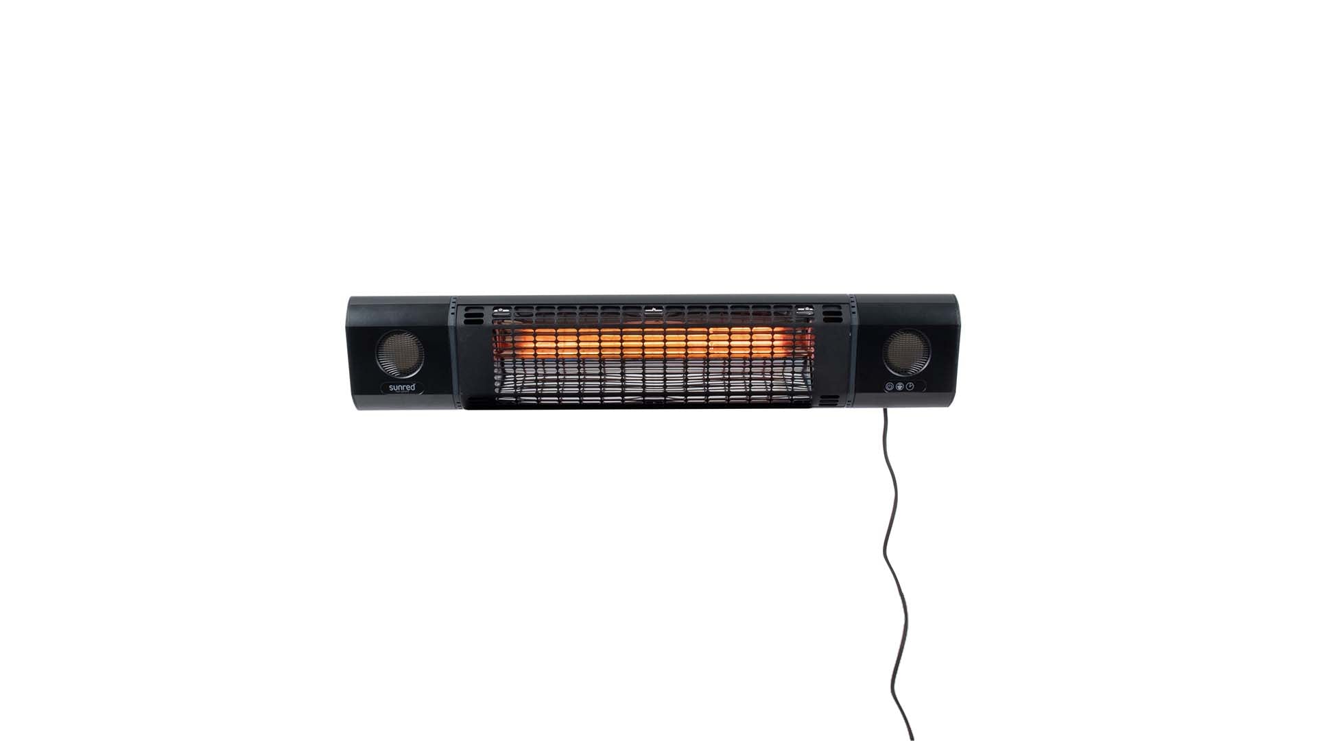 Sunred zwarte Sun and Sound Ultra Wandmodel heater met bluetooth box
