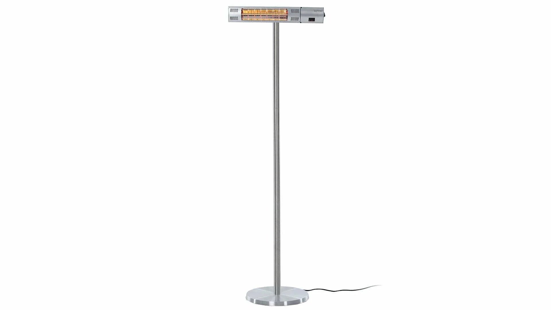 Sunred staande zilver heater met 2000 Watt voor de sfeervolle overkapping of tuin